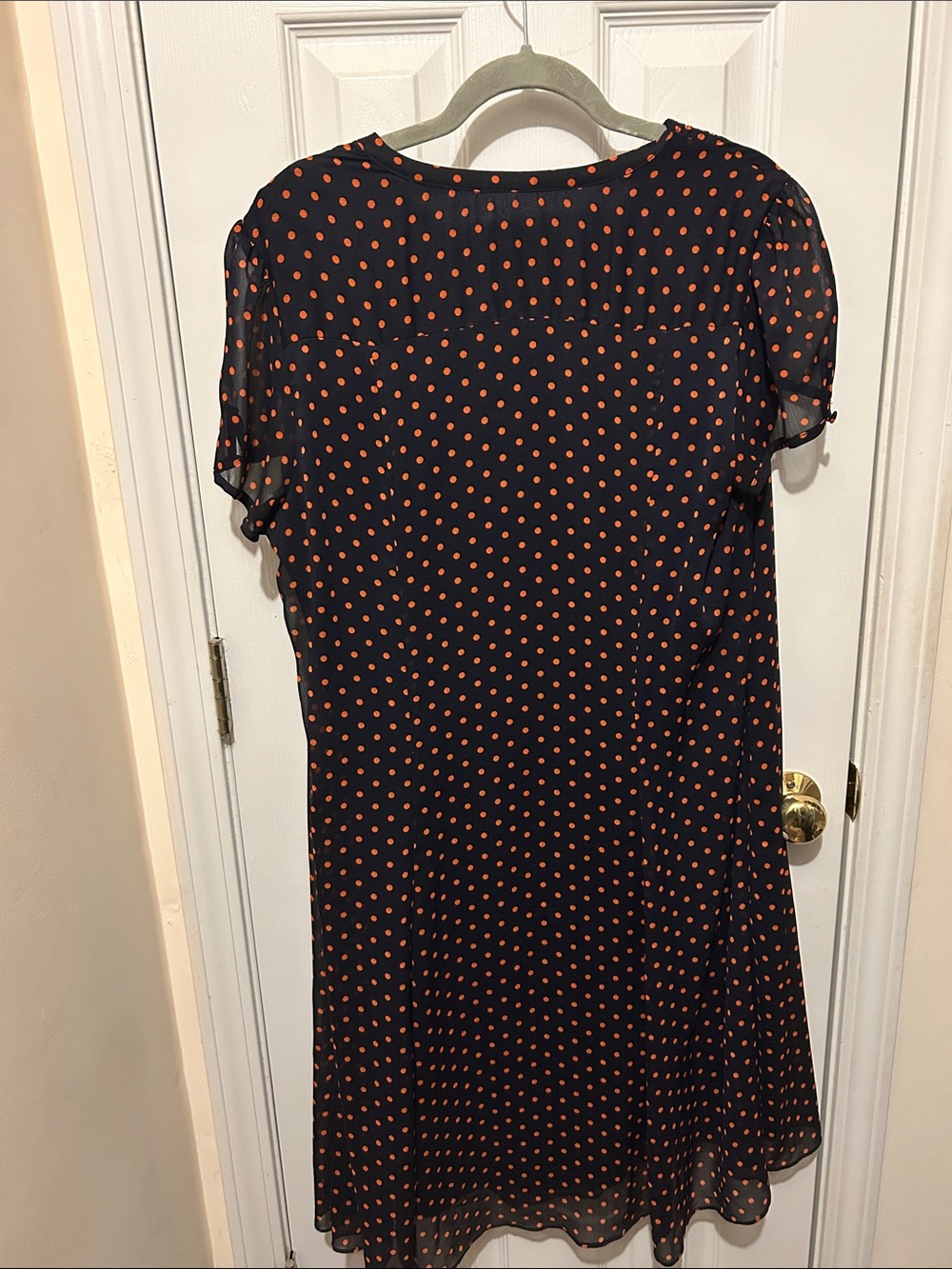 MSK Navy Blue Midi Dress with Orange Polka Dots - Picture 6 of 10